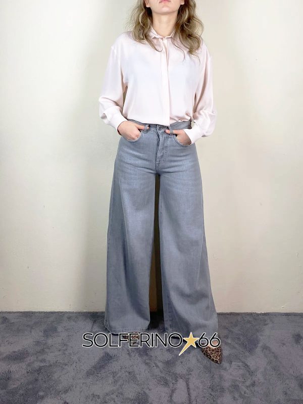SOUVENIR PRIVèE JEANS A PALAZZO DENIM GRIGIO