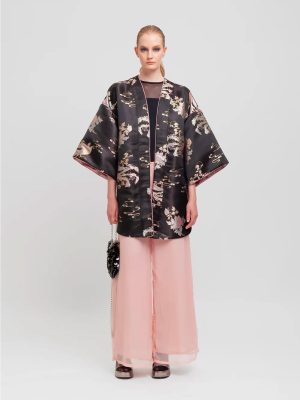 WEILI ZHENG KIMONO IN BROCCATO PEACOCK