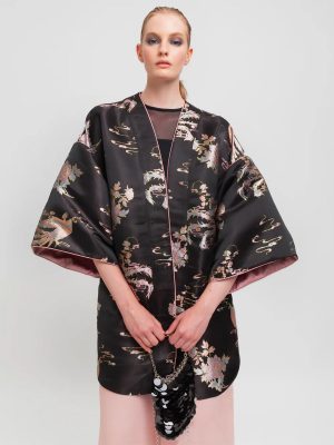WEILI ZHENG KIMONO IN BROCCATO PEACOCK - immagine 3