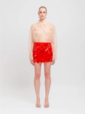 WEILI ZHENG MINIGONNA PAILLETTES CORAL - immagine 2