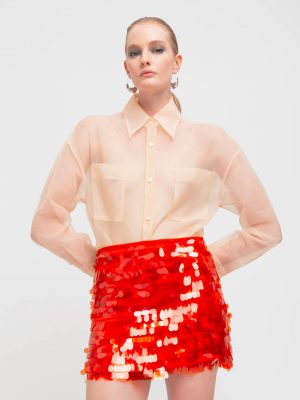 WEILI ZHENG MINIGONNA PAILLETTES CORAL