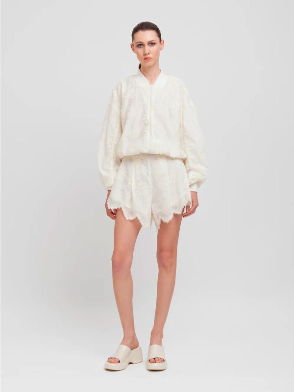 WEILI ZHENG SHORTS IN MUSSOLA RICAMATA WHITE