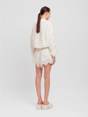 WEILI ZHENG SHORTS IN MUSSOLA RICAMATA WHITE - immagine 2