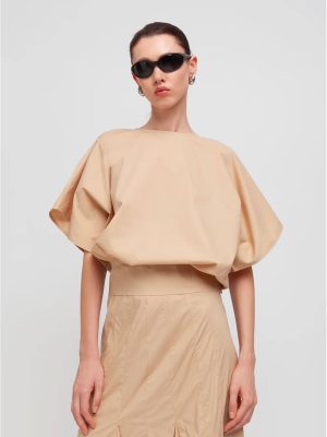 WEILI ZHENG T-SHIRT IN POPELINE NUDE - immagine 4