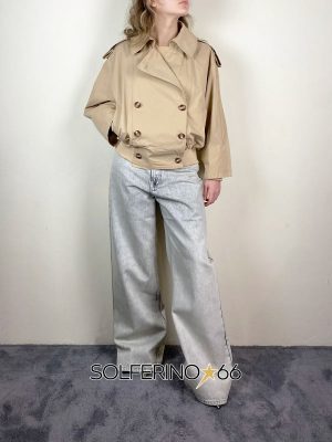 WEILI ZHENG TRENCH CORTO IN CANVAS SABBIA