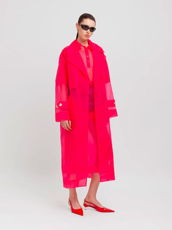 WEILI ZHENG MAXI TRENCH FUXIA