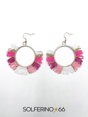 ORECCHINO CERCHIO TRIBALE BIANCO/ROSA