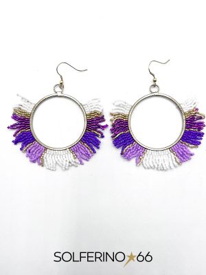 ORECCHINO CERCHIO TRIBALE BIANCO/VIOLA