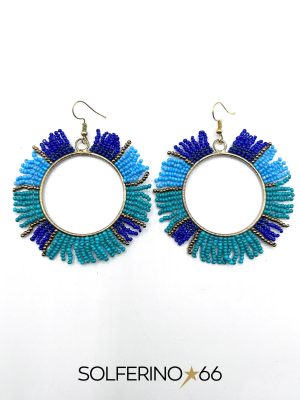 ORECCHINO CERCHIO TRIBALE VERDE MARE/BLU