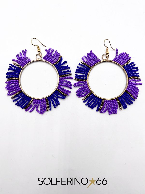 ORECCHINO CERCHIO TRIBALE BLU/VIOLA