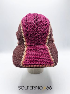 CAPPELLO CROCHET BORDEAUX E MARRONE