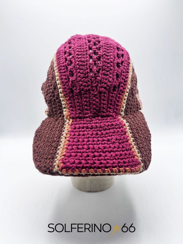 CAPPELLO CROCHET BORDEAUX E MARRONE