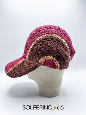 CAPPELLO CROCHET BORDEAUX E MARRONE - immagine 3
