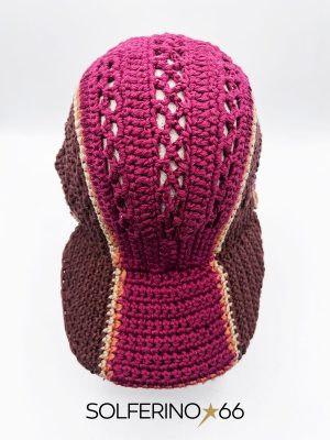 CAPPELLO CROCHET BORDEAUX E MARRONE - immagine 2