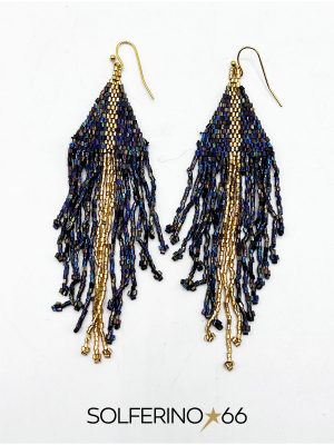 ORECCHINO TRIBALE BLU/NERO/ORO
