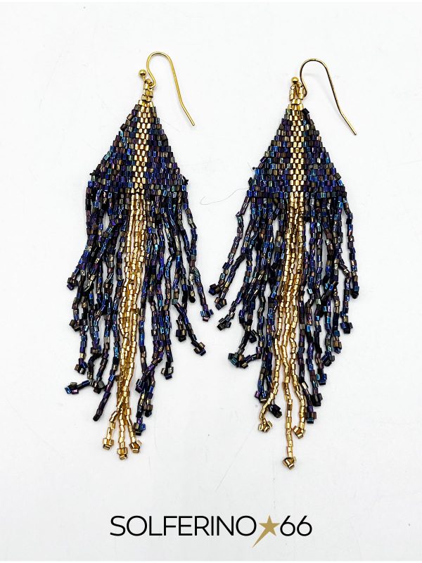 ORECCHINO TRIBALE BLU/NERO/ORO