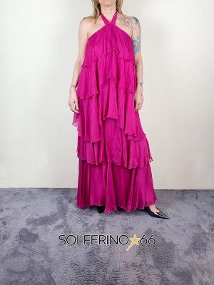 HAVEONE ABITO LUNGO BALZE ANNODATO MAGENTA