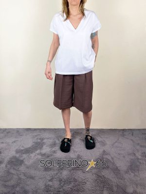 SOUVENIR PRIVèE T-SHIRT SCOLLO V BIANCO