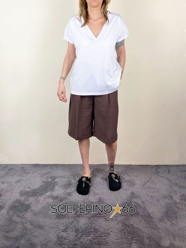 SOUVENIR PRIVèE T-SHIRT SCOLLO V BIANCO