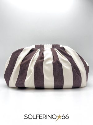 POCHETTE RIGHE BIANCA/MARRONE