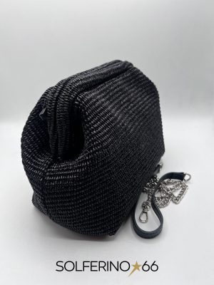 BORSA CLUTCH BIG PAGLIA NERA - immagine 2
