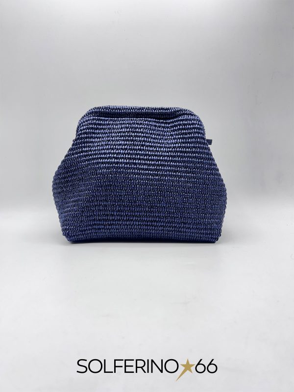 BORSA CLUTCH PAGLIA BLU