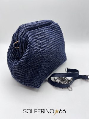 BORSA CLUTCH PAGLIA BLU - immagine 2