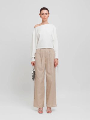 WEILI ZHENG FELPA CORTA CON FRANGE WHITE - immagine 3