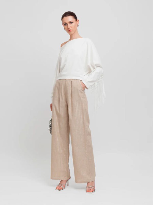 WEILI ZHENG FELPA CORTA CON FRANGE WHITE