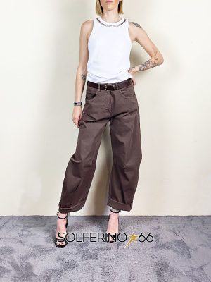HAVEONE PANTALONE CON CINTURA CACAO