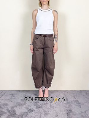 HAVEONE PANTALONE CON CINTURA CACAO - immagine 2