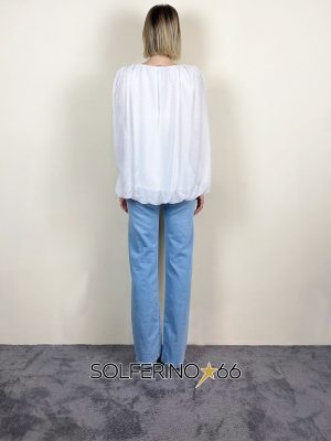 HAVEONE BLUSA OVER APERTA FIANCHI BRILLANTI BIANCO - immagine 3