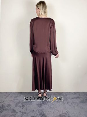HAVEONE BLUSA V PIEGA MANICA CHOCO - immagine 3