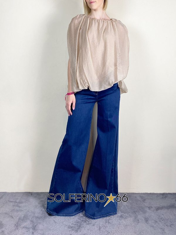 HAVEONE BLUSA OVER APERTA FIANCHI BRILLANTI SABBIA