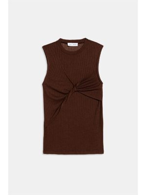 WEILI ZHENG TANK TOP DETTAGLIO NODO BROWN - immagine 4