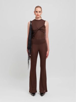 WEILI ZHENG TANK TOP DETTAGLIO NODO BROWN
