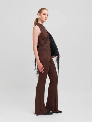 WEILI ZHENG TANK TOP DETTAGLIO NODO BROWN - immagine 2