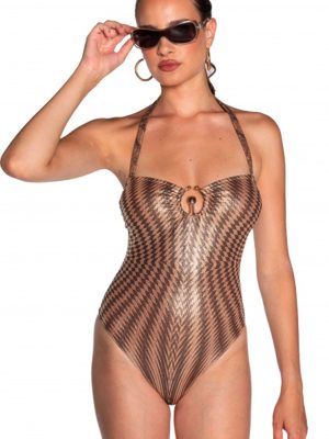 PIN-UP Stars COSTUME DA BAGNO INTERO OPTICAL MARRONE - immagine 2