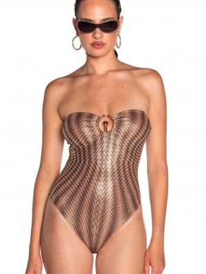 PIN-UP Stars COSTUME DA BAGNO INTERO OPTICAL MARRONE