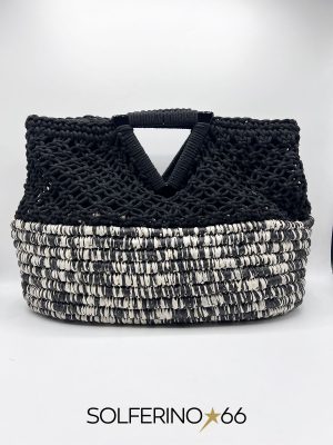 BORSA PAGLIA/CROCHET NERA