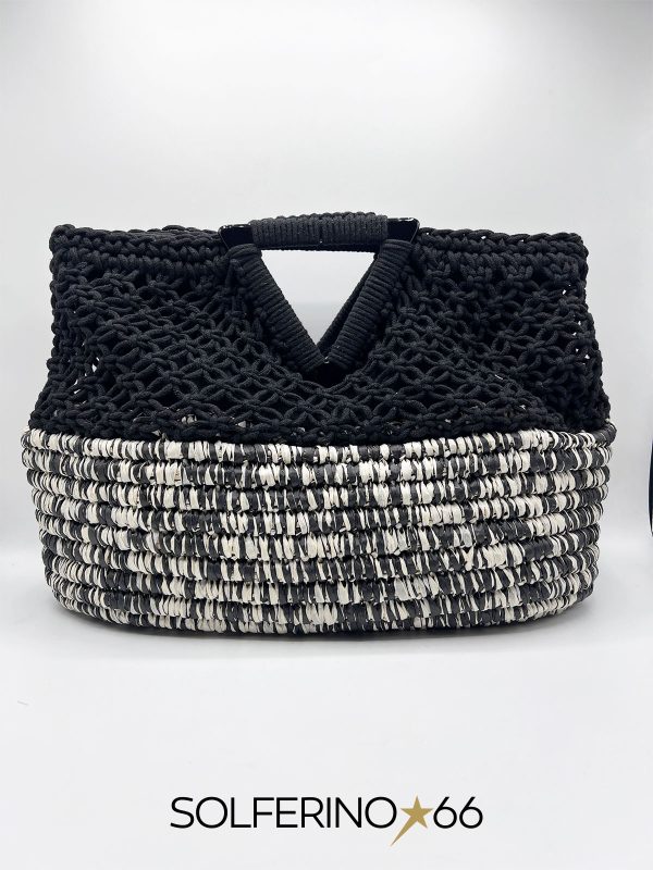 BORSA PAGLIA/CROCHET NERA