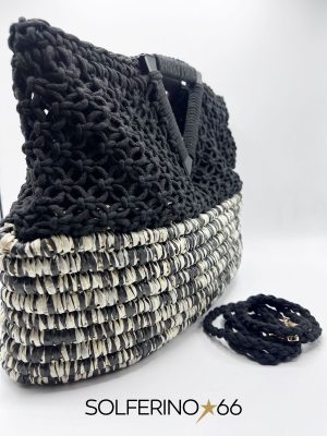 BORSA PAGLIA/CROCHET NERA - immagine 2