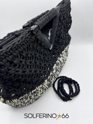 BORSA PAGLIA/CROCHET NERA - immagine 3