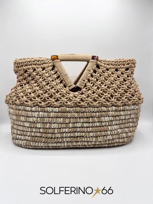 BORSA PAGLIA/CROCHET ECRÙ