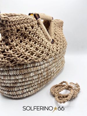 BORSA PAGLIA/CROCHET ECRÙ - immagine 2