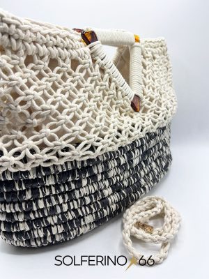 BORSA PAGLIA/CROCHET BIANCA/NERA - immagine 2