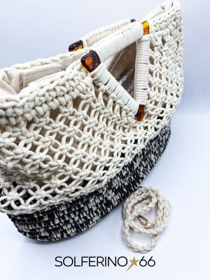 BORSA PAGLIA/CROCHET BIANCA/NERA - immagine 3