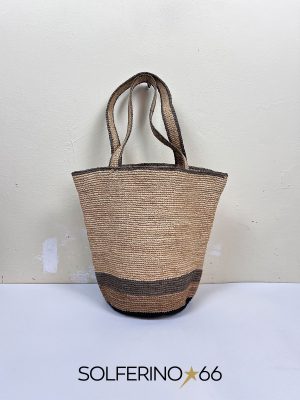 BORSA RAFIA ECRÙ/GRIGIA/NERA