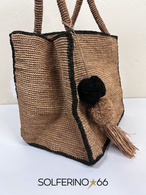BORSA RAFIA PON PON QUADRATA - immagine 2