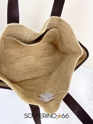 BORSA RAFIA ECRÙ CON TASCHE LATERALI - immagine 3